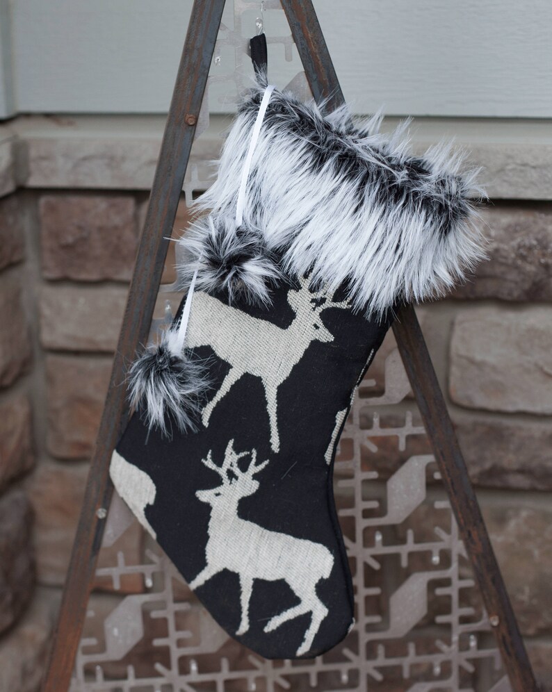 Woodland Deer Christmas Stocking Deer Christmas Stocking Etsy