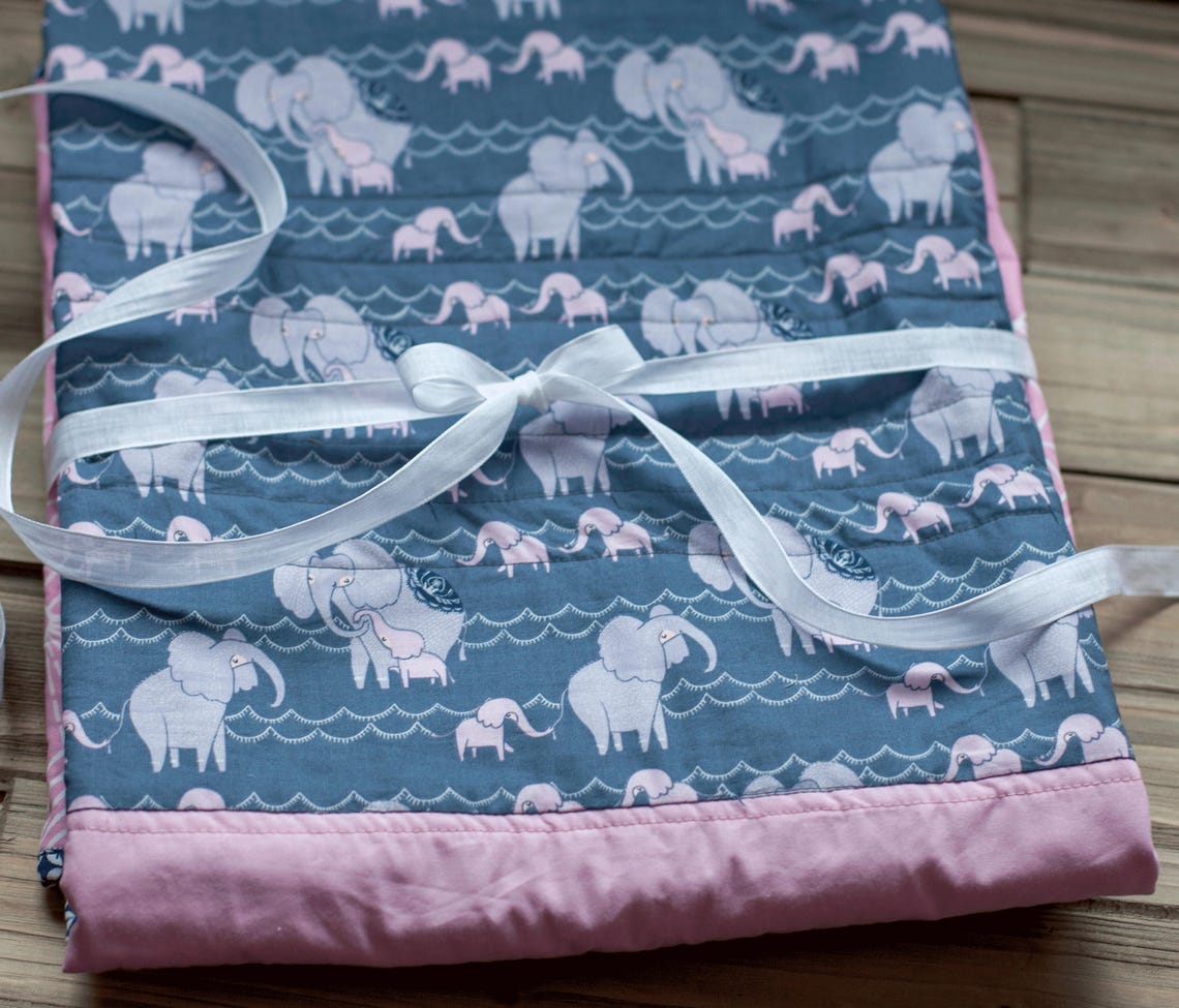 Elephant Pink and Gray Baby Quilt/blanket Perfect Baby Girl Etsy