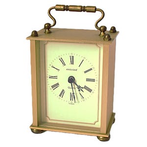 Orologio al quarzo Angelique in ottone con carrozza da camino - Quadrante color avorio - W Germany - Orologio contemporaneo - Regalo