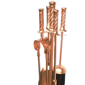 希少な素晴らしい暖炉ツールセット - バーリーツイストデザイン - 深みのある24カラットゴールデンブラス - 冬の暖炉の仲間たち - ギフト