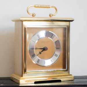 Stunning Golden Brass Mantel Table English Carriage Quartz Clock - Rare Limited Edition - Collectors Gift