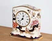 Vintage Masons Ironstone Mandalay Carriage Mantel Table Lounge Clock - Beautiful Gold Gilt Design - Made In England - Time - Gift