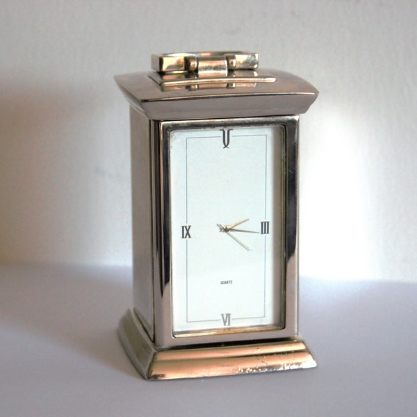 Rare Masonic Mantle Table Quartz Clock - Sterling Silver Plated - Vintage English Lodge - Special Timepiece - Collectors Gift