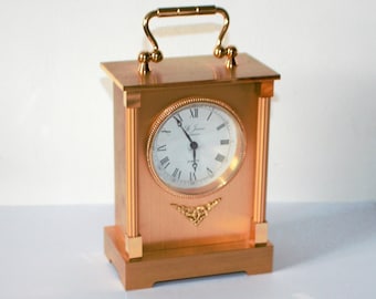 Stunning English Golden Brass Quartz Bezel Mantel Table Carriage Clock - Rare Vintage Time Piece - Hallway Lounge - Gift