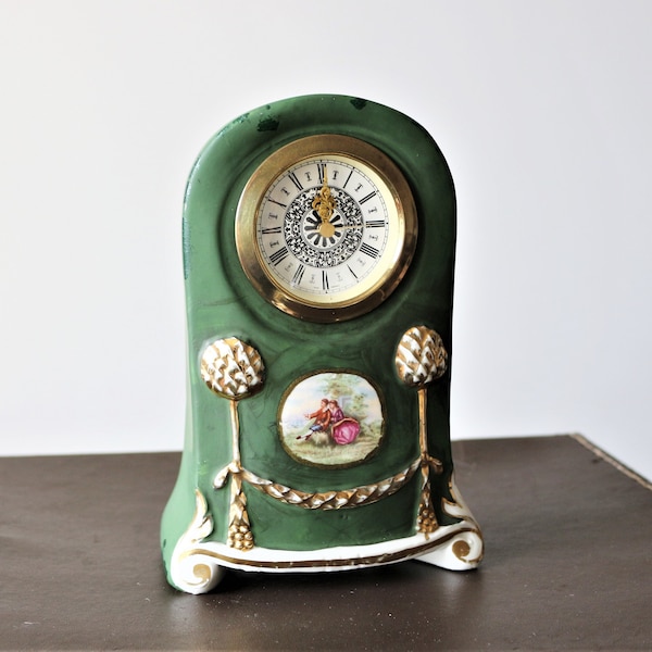 Stunning Rare King Louis Design Mantel Table Clock - Porcelain - Intricate Raised Detail - Hallway Lounge - Specal Gift