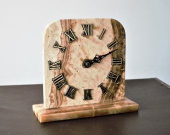 Stunning Marble Slate Quartz Granite Mantle Table Desk Clock - Fine Art Timepiece - Office - Lounge - Bedside - Desk Clocks - Gift