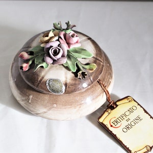 Vintage Capodimonte Italian Rose Trinket Jar: Handmade Jewelry Storage