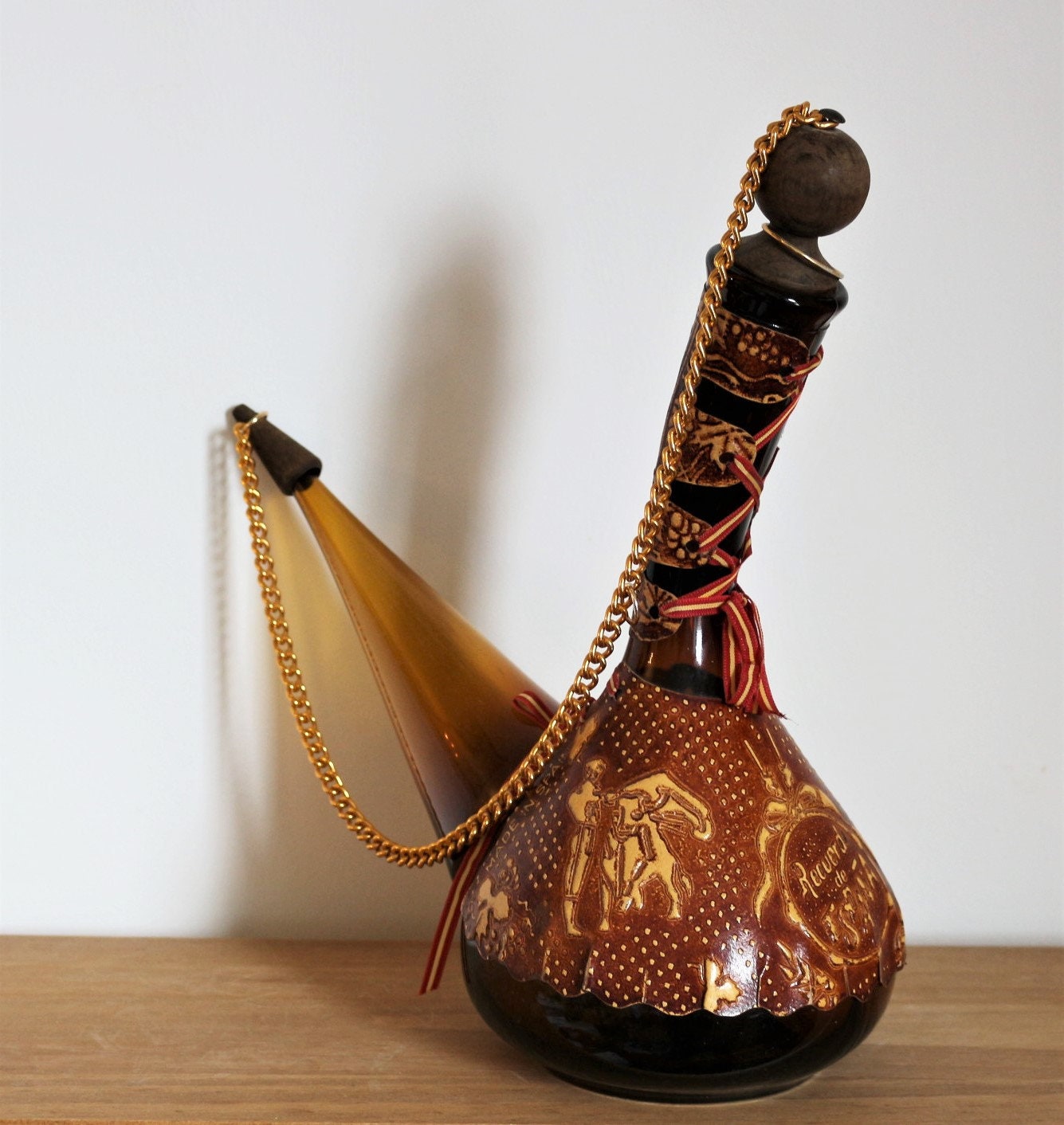 Rare Large Spanish Poron Fine Art Decanter Amber Glass Etsy