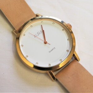 Orologio da polso Designer Aura Femme Diamante - Cinturino in pelle - Quarzo - Moda - Tempo - Regalo