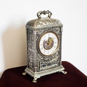 Vintage Silver Shadow Musical Carriage Clock: Swiss Quartz, Roman Numerals