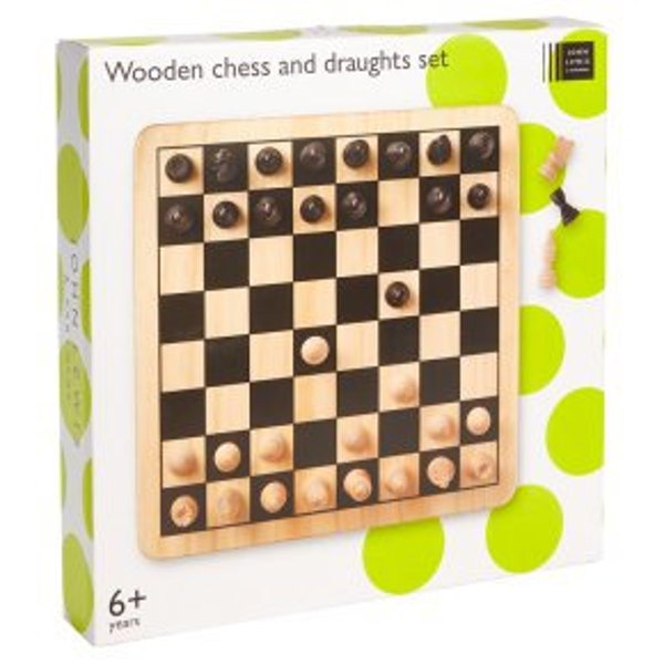 John Lewis Chess and Draughts Set - Solid Oak Wood - Handcrafted - Family Fun Entertainment - Books - Games - Puzzles -  Gift