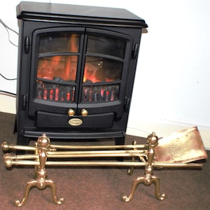 Stunning Fire Dogs Long Handle Fireplace Tool Set - Golden Brass- Rare Vintage Home Interior - Intricate Detail - Fireplace - Lounge - Gift