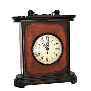 Horloge à quartz pour table de cheminée en acajou - Cathédrale gothique antique - Chiffres romains