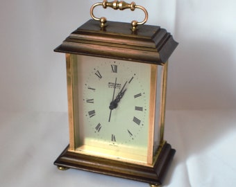 Vintage Staiger Chrometron Quartz Clock: Wood & Brass Mantel Clock