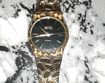 Geneva Vintage Gold Ladies - Dress Watch - Wristwatch - Time - Gold Fashion Dress Jewellery - Rare Collectors Gift