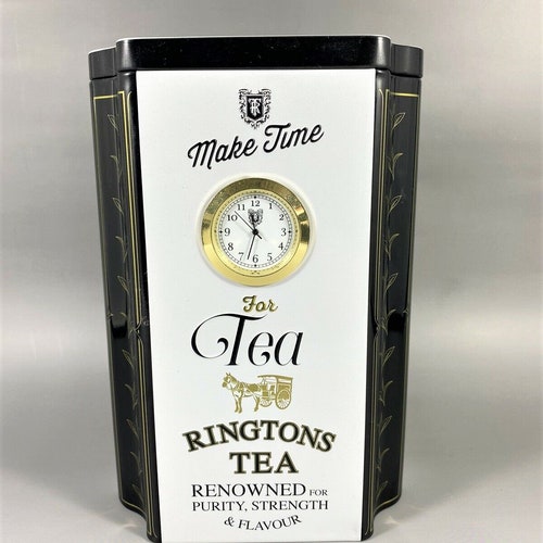 Ringtons Tea Caddy - Built in Quartz Clock - English Tea - Tin Storage - Kitchen Cafe - Home & Office Show shops Ornate - Collectors Piece - Gift
