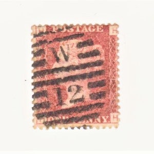 Raro british victoriano Penny rojo placa sello 196 letra H las 4 esquinas - Sello de coleccionistas - Regalo
