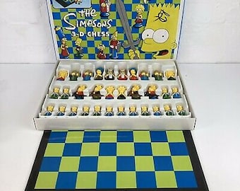 Vintage 1997 The Simpsons 3D Chess Set: Full Color Characters, Collector&#39;s Edition