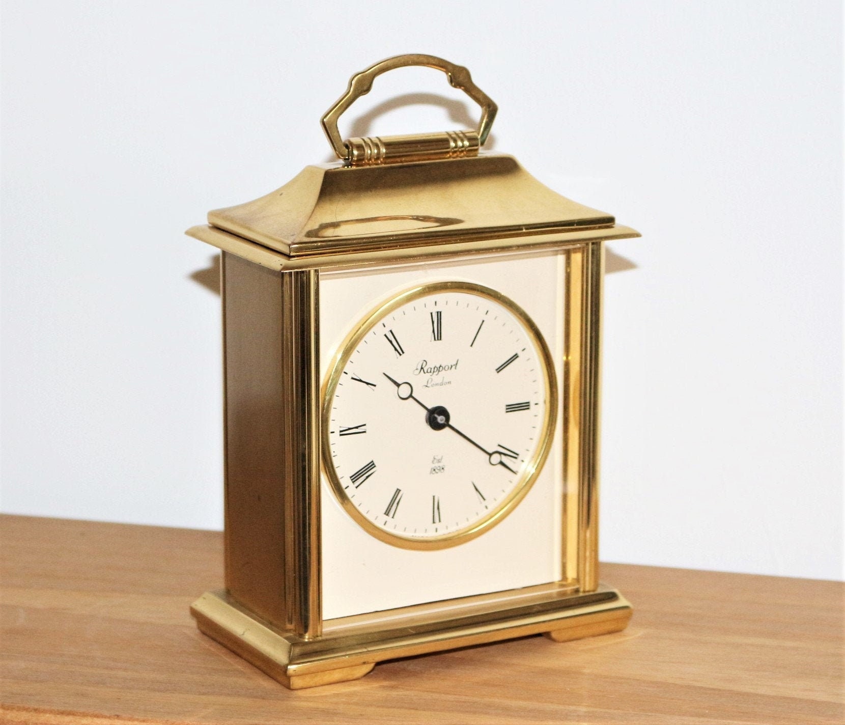 Vintage London Golden Brass Carriage Mantel Table Clock Etsy