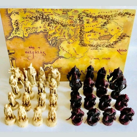Rare Lord of the Rings Chess Set: the Two Towers, Artisan Antique