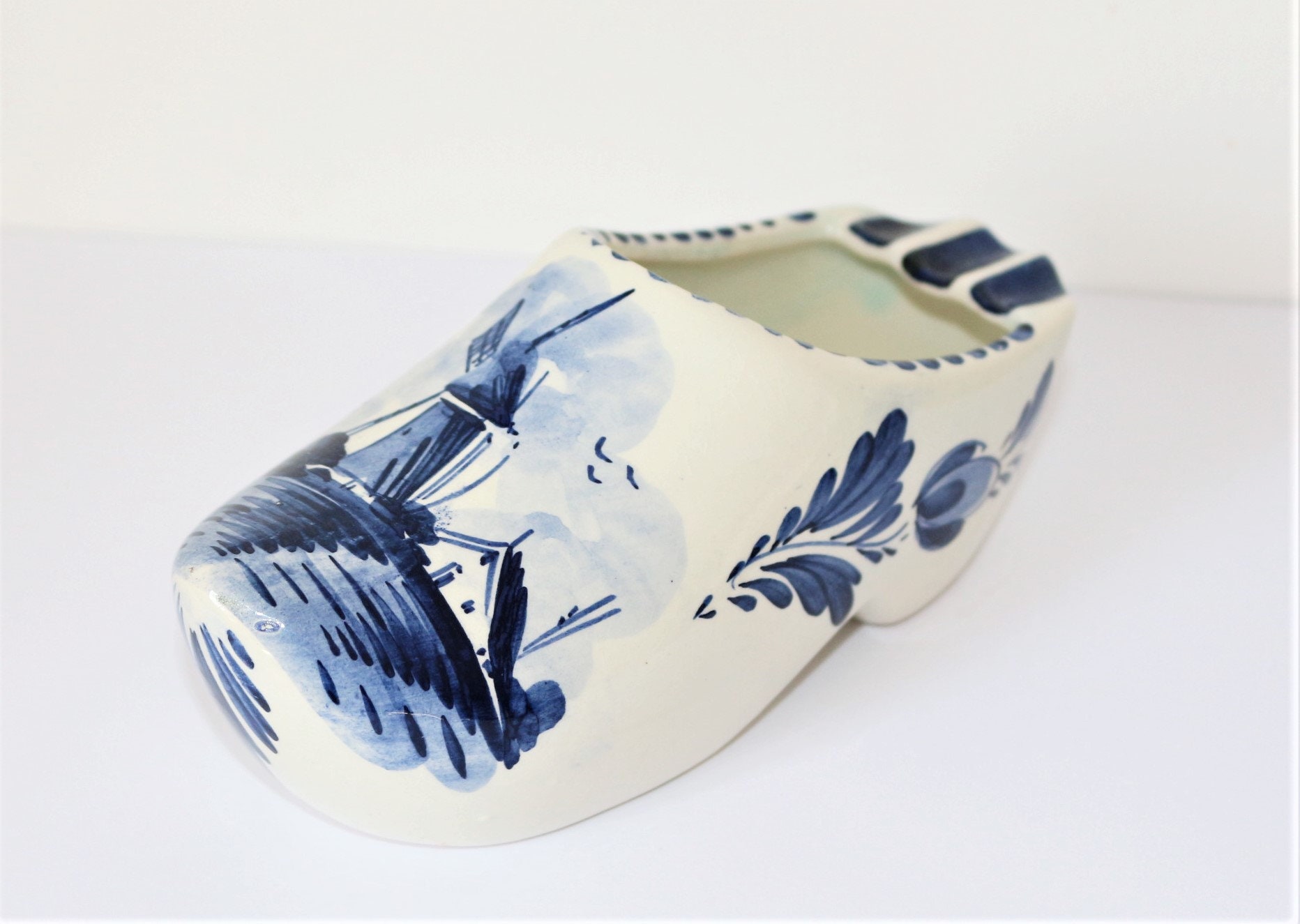 Delft Holland Großer Keramik Holländischer Clog Schuh - Vintage Fine Art Mantel Display - Blau Weiß - Seltenes Original - Geschenk