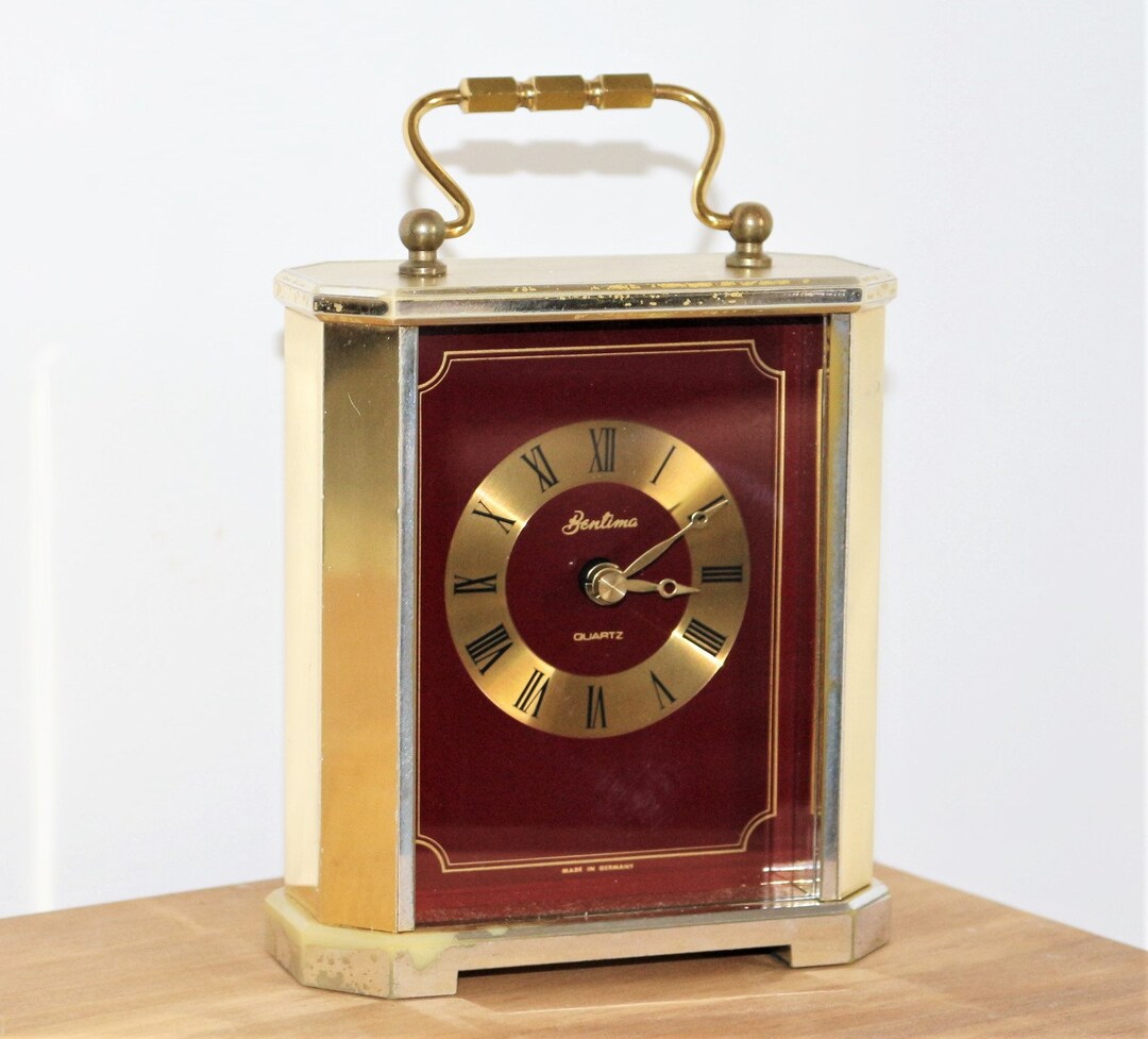 Stunning Rare Burgundy Ruby Red Bentima Quartz Carriage Mantel Table