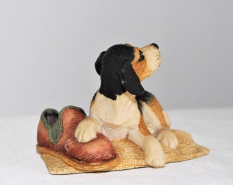 Vintage Sam Puppy Dog Figurine - Rare Border Fine Arts - Handmade Pottery Ornate- Mantel Table - Gift