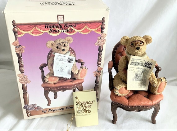 Regency Fine Art Bear Figurine: Grandpa Reading Newspaper, Boxed