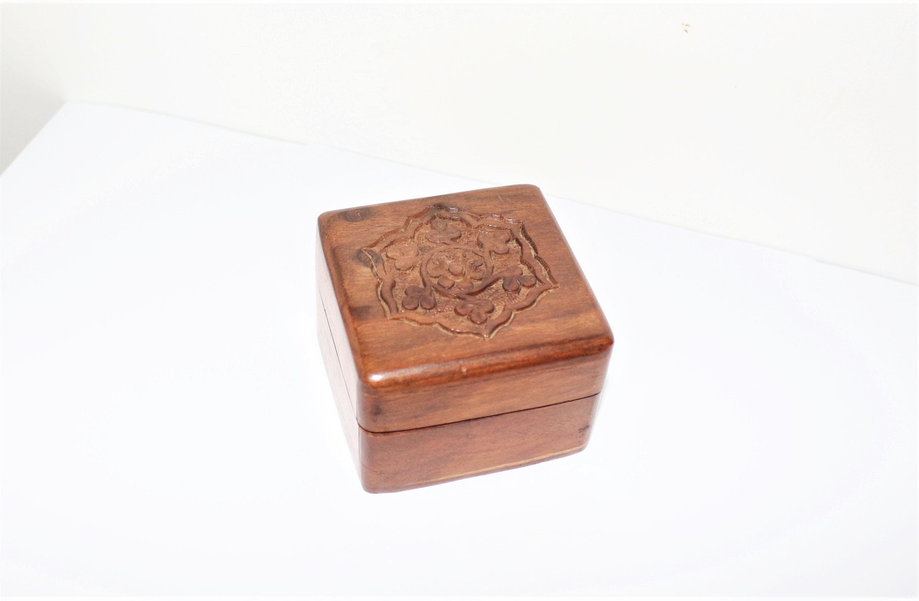 Vintage Walnut Wood Jewelry Ring Holder Trinket Box Hand Etsy UK