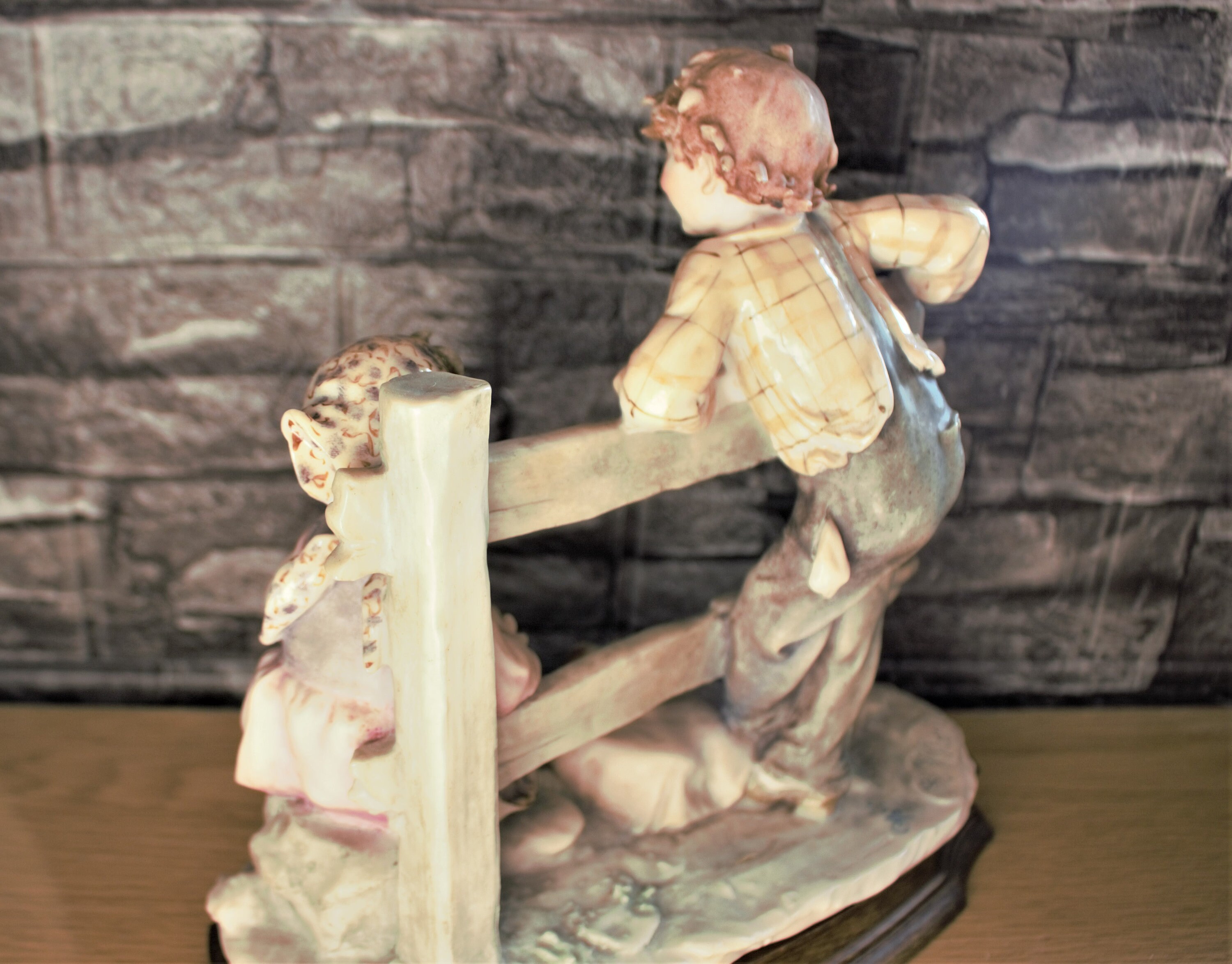 カポディモンテ B.marli作 陶器製 家族と馬車の置物 アンティーク