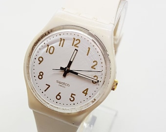 Retro Swatch Swiss Sport Ice White Minimalist Wrist Watch - Collectors Edition White Bishop Model - Fashion - Time - Clock - Gift