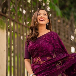 Buy Purple Colour Premium Viscose Butterfly Net With Heavy