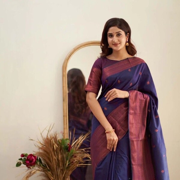 Blue Colour Kanchipuram Silk Saree,Bollywood Style Saree,Party Wear Saree,Wedding Wear Saree,Stunning Look Saree,Indian Banarasi Look Saree