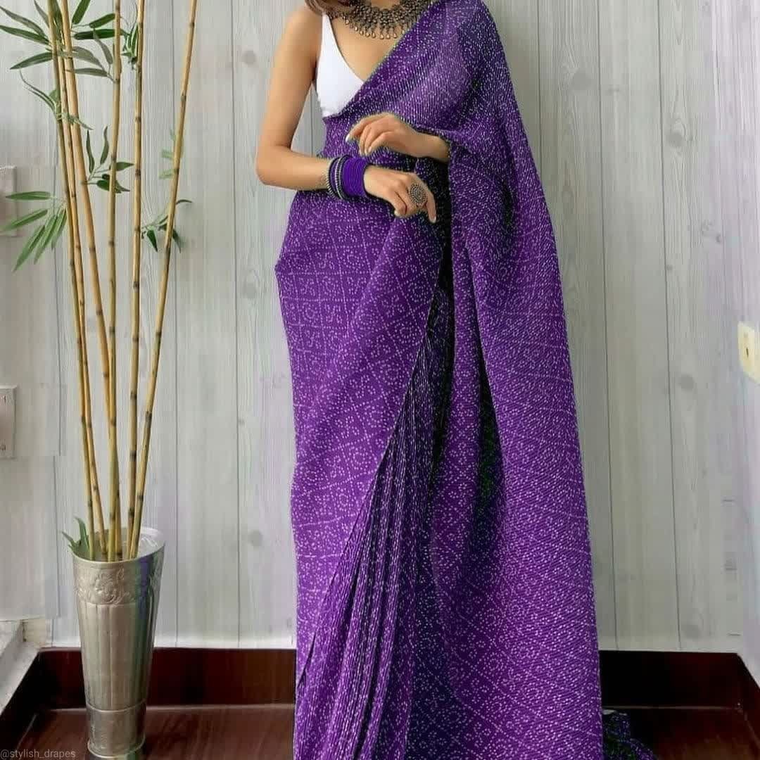 Purple Color Digital Printed Saree With Exclusive - Etsy Denmark