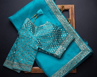Designer blouse for sky blue saree Clearance