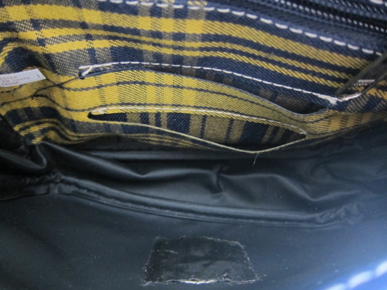 NAF Naf 90s pouches banana purse Yellow Navy Tartan Plaid Vintage 1990