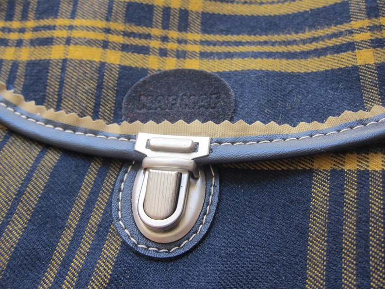 NAF Naf 90s pouches banana purse Yellow Navy Tartan Plaid Vintage 1990