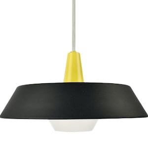1959 Niek Hiemstra for Philips Model NB23 Pendant Lamp Mid Century Modern Light Dutch Design | Vintage Ceiling Lamp Black Yellow Louis Kalff