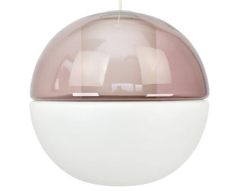 Peill & Putzler Lampada a sospensione Ametista Vetro bianco Lampada da soffitto moderna / vintage di metà secolo / Sfera modernista Bauhaus Latte prugna viola