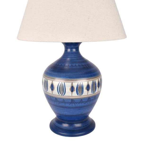 Mid Century Danish Table Lamp by Winthers Keramik | Vintage Accent Light Ceramic Cobalt Blue Scandinavian Nordic | Scandi Pottery Japandi