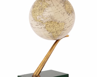 Atomic Age Illuminated Globe Table Light Italy | Mid Century Modern Space Bolis Bergamot Brass Glass Lamp Vintage Retro Desk Gift Dad 1950s