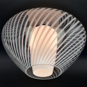 Large Aloys Gangkofner for Peill & Putzler Toledo Ceiling Light Mid Century Modern Flush Mount Vintage Glass Opaline Swirl Modernist Venini