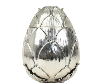Raro secchiello per il ghiaccio in argento a forma di carciofo di Mauro Manetti, 1970, statuetta da tavolo in stile Hollywood Regency, placcata in oro di metà secolo, massimalista