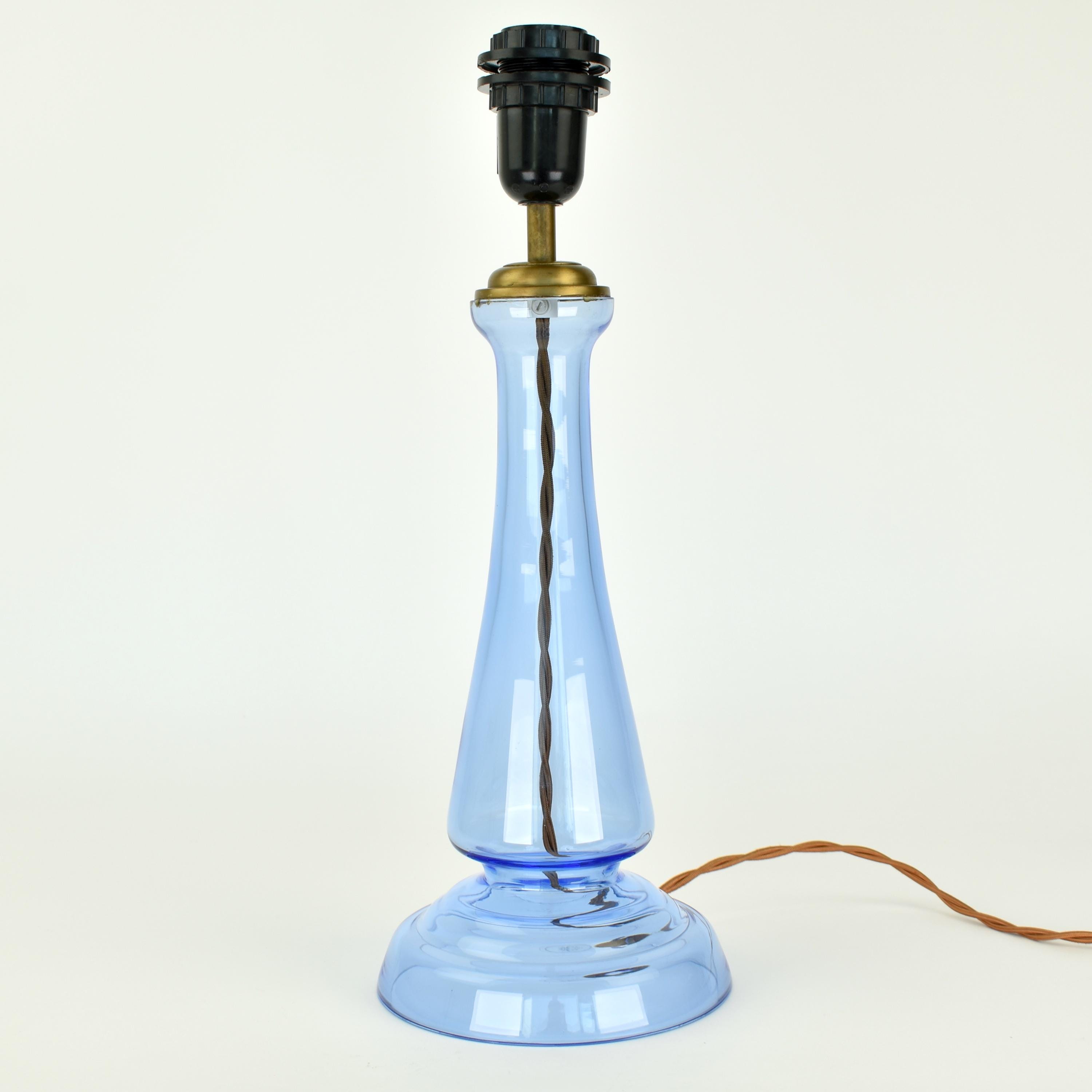 Vintage Laura Ashley Cornflower Blue Glass Table Lamp | Accent