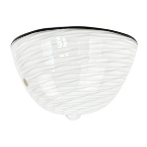 Vintage Artigianato Muranese Murano Flush Mount Glass | Ceiling Lamp Light Black White Cloud Swirl 1970s 1980s Minimalist Postmodern Venini