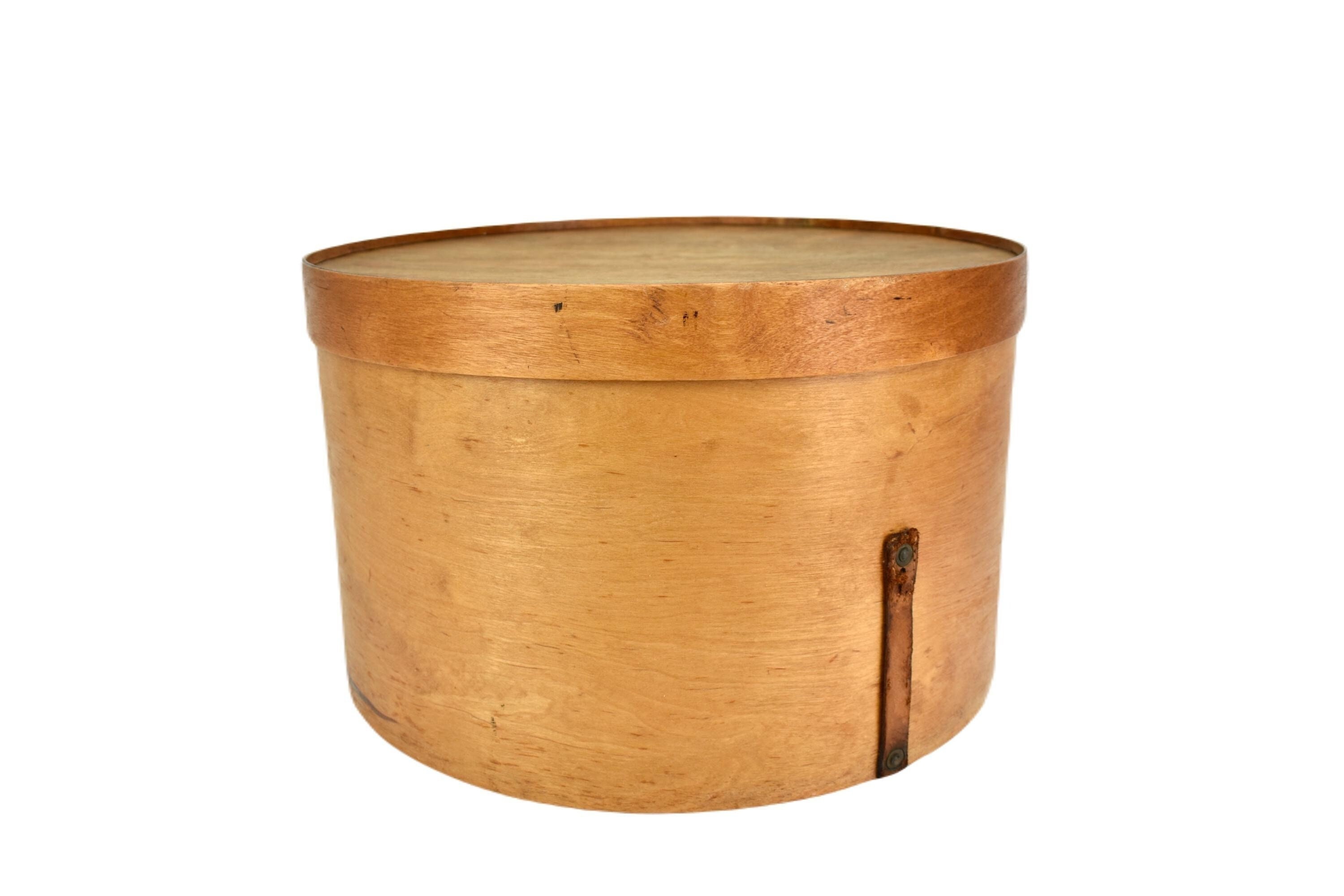 Antique Birch Hat Box Plywood Vintage Wooden Storage Round Lid Brocante European Luterma Reval Estonian Belle Epoque Boudoir Decor Bedroom