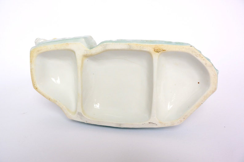 Polar Bear Yellow Turquoise Ceramic Antique Porcelain Ice Floe Bear Vintage Mid Century Collectible Porcelain Ice Bear 1930s Art Deco