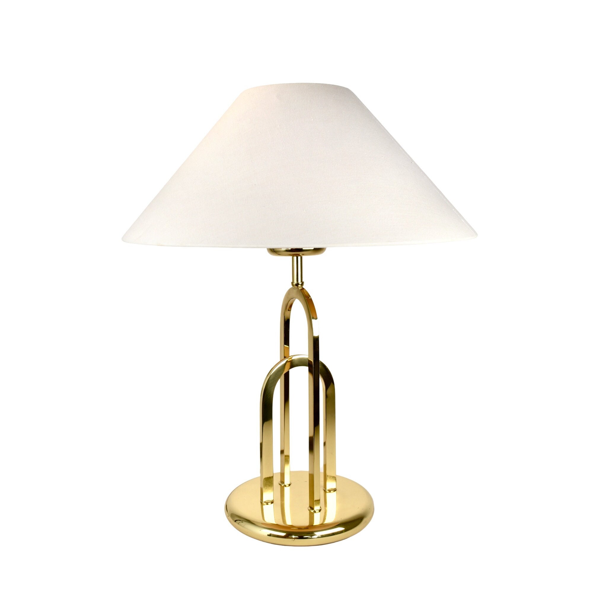 Rara lampada da tavolo vintage in ottone / lampada da tavolo Hollywood Regency / moderna di metà secolo / postmoderna oro bianco anni '70, '80 e '80