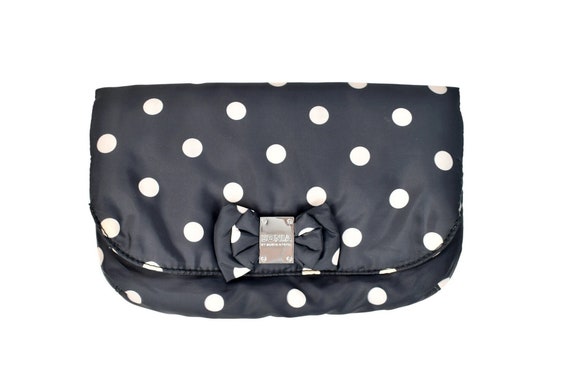 Vintage Sonia Rykiel Clutch Polka Dot Dunkelblau Schwarz Tasche Silber Polyester Abend Ausgehen Marine Designer Schleife Lolita Etsy