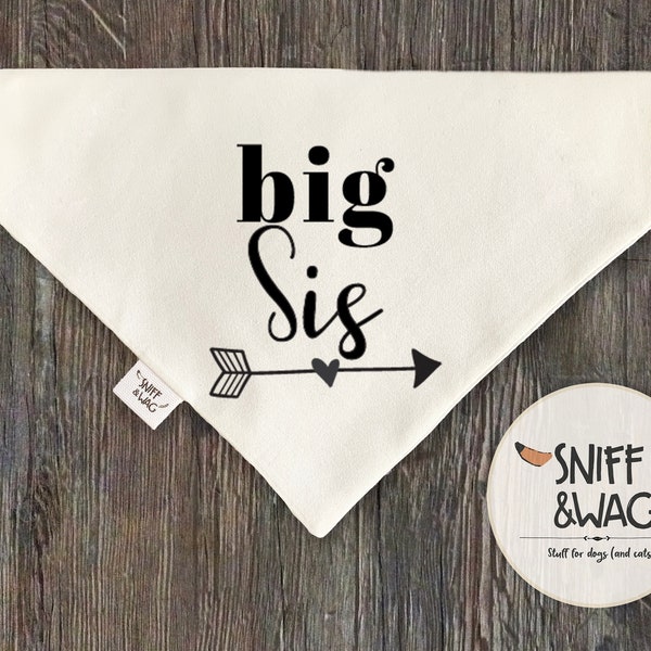 BIG SIS with ARROW Dog ,pregnancy announcement, dog bandana baby announcement pregnancy announcement